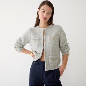 J. Crew Light Gray Cardigan with Gold Buttons